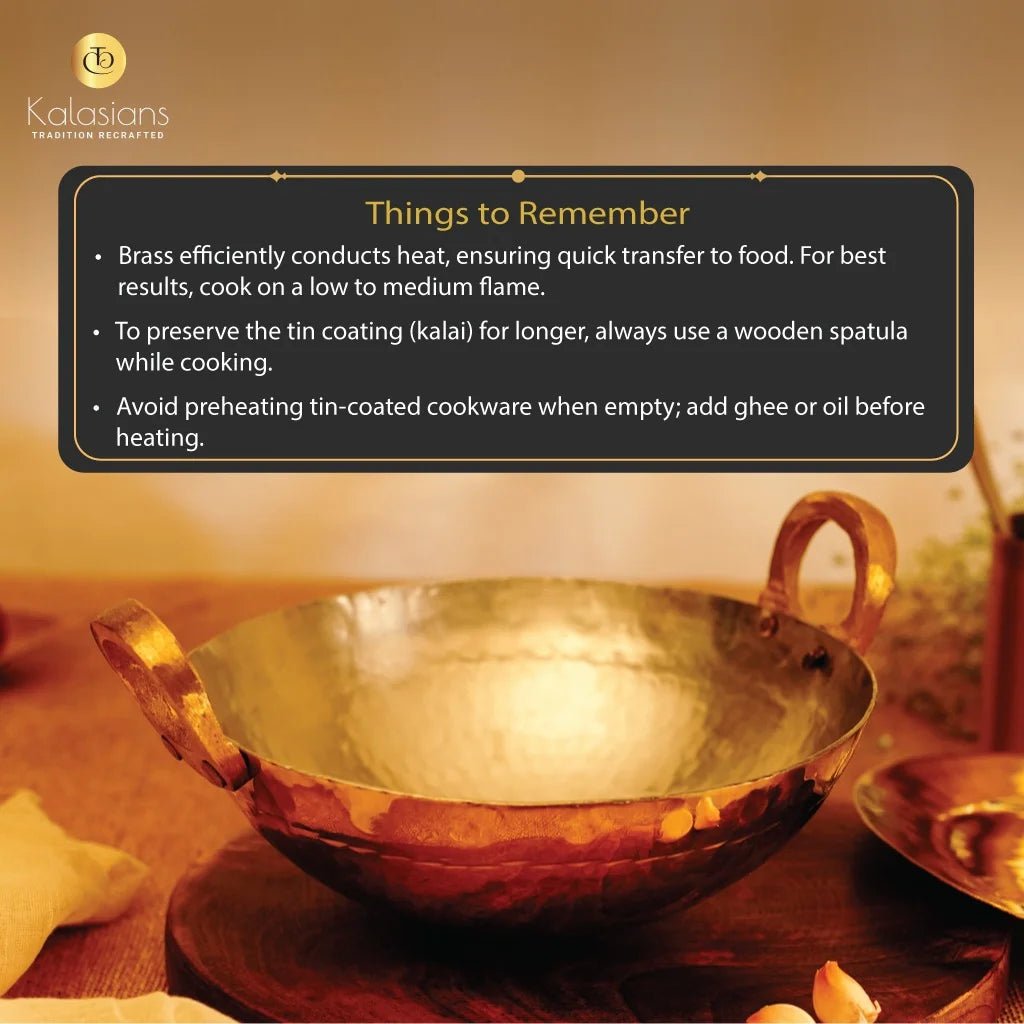 Brass Kadhai with Lid- Tin coated, Naturally Non Stick - Kalasians